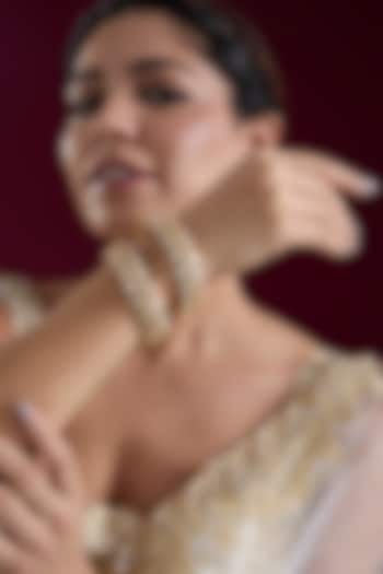Gold Finish Kundan Polki Bangles (Set Of 2) by Zevar by Geeta at Pernia's Pop Up Shop
