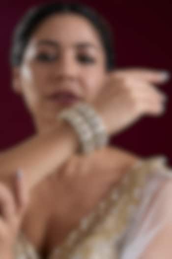 Two Tone Finish Kundan Polki Bangles (Set Of 2) by Zevar by Geeta at Pernia's Pop Up Shop