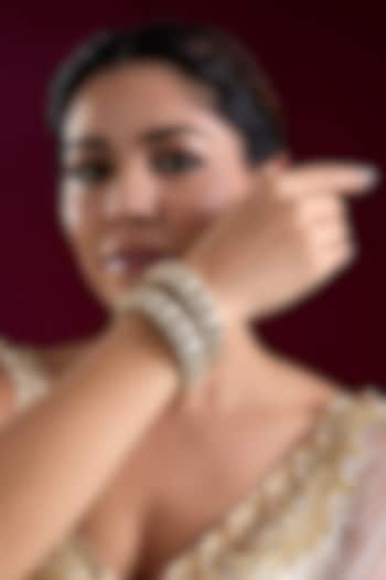 Two Tone Finish Kundan Polki Bangles (Set Of 2) by Zevar by Geeta at Pernia's Pop Up Shop