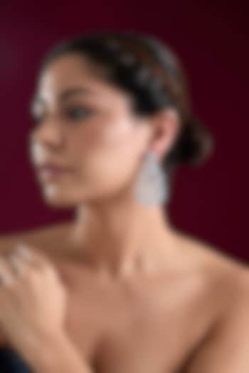 White Finish Diamond Dangler Earrings by Zevar by Geeta at Pernia's Pop Up Shop
