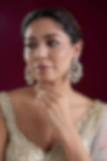 Two Tone Finish Kundan Polki Chandbali Earrings by Zevar By Geeta at Pernia's Pop Up Shop