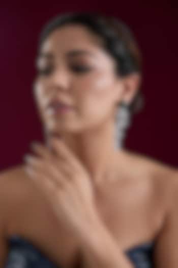 White Finish Diamond Dangler Earrings by Zevar By Geeta at Pernia's Pop Up Shop