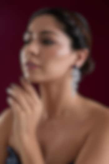 White Finish Diamond Dangler Earrings by Zevar By Geeta at Pernia's Pop Up Shop