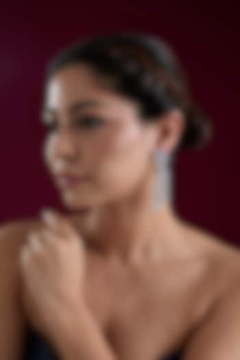 White Finish Diamond Dangler Earrings by Zevar By Geeta at Pernia's Pop Up Shop