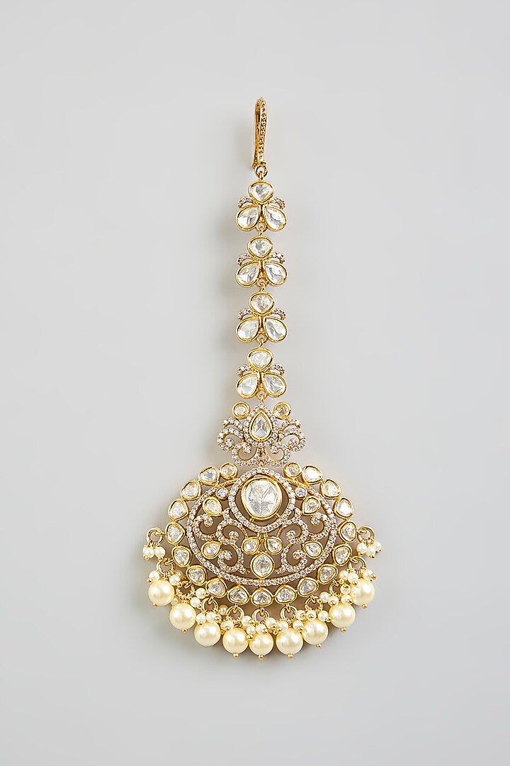 Two Tone Finish Kundan Polki Necklace Set by Zevar By Geeta at Pernia's Pop Up Shop