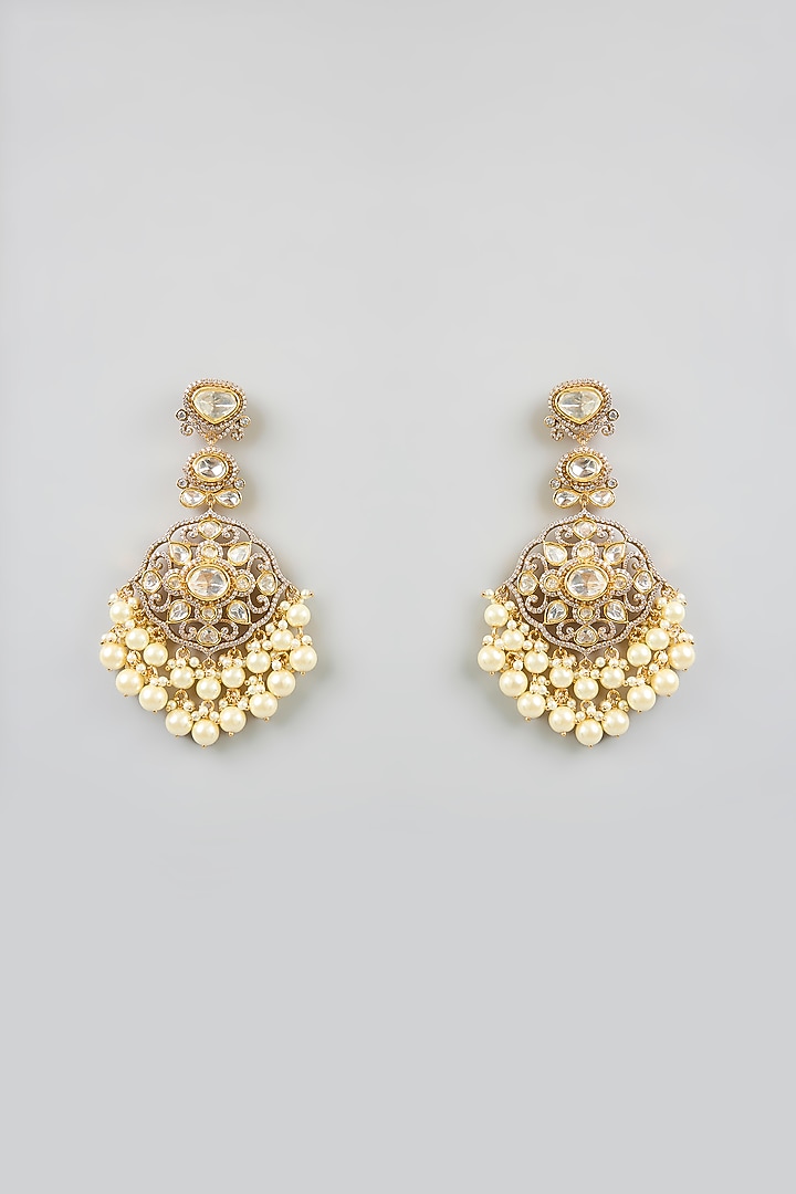 Two Tone Finish Kundan Polki Layered Necklace Set by Zevar By Geeta at Pernia's Pop Up Shop