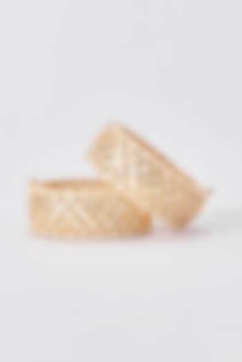 Gold Finish Kundan Polki Kadas (Set of 2) by Zevar by Geeta at Pernia's Pop Up Shop