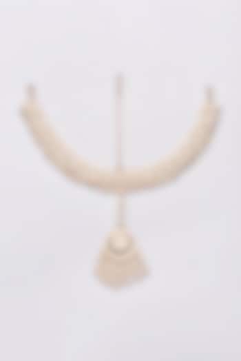 Gold Finish Kundan Polki & Pearl Matha Patti by Zevar by Geeta at Pernia's Pop Up Shop