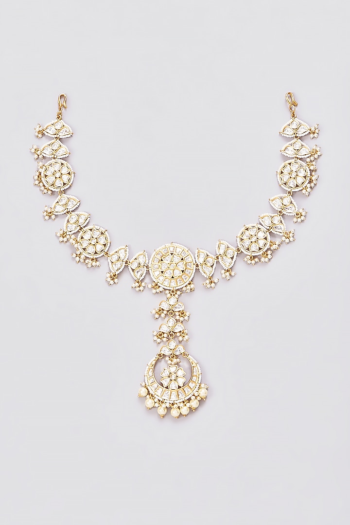 Gold Finish Kundan Polki Sheesh Patti by Zevar by Geeta at Pernia's Pop Up Shop