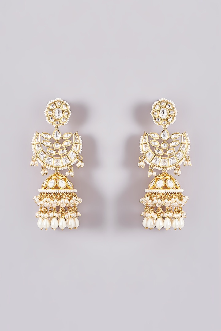 Gold Plated Kundan Polki Necklace Set by Zevar By Geeta at Pernia's Pop Up Shop