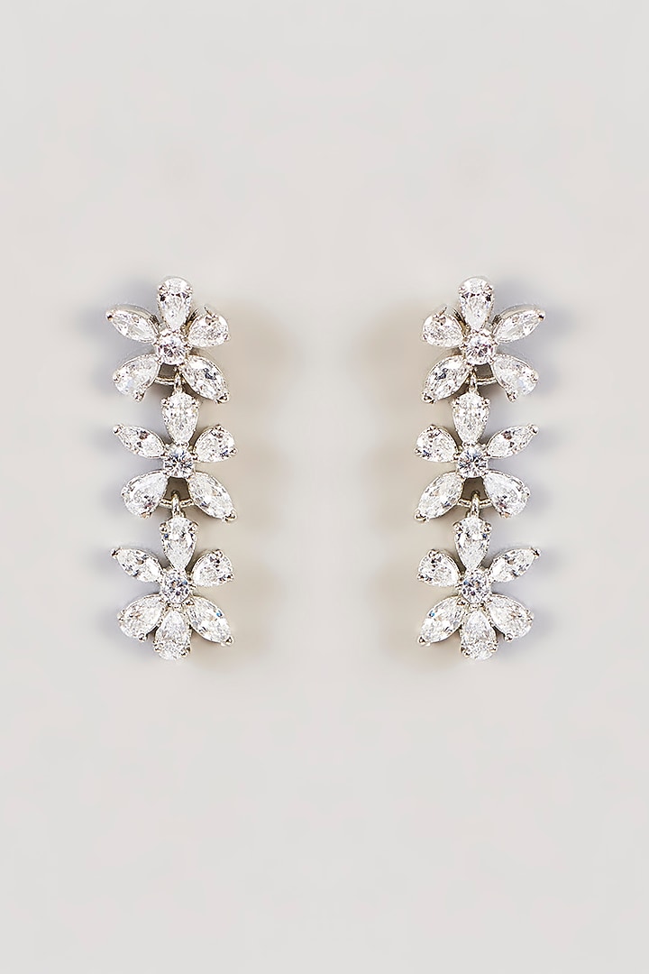 White Finish Diamond Floral Necklace Set by Zevar by Geeta at Pernia's Pop Up Shop