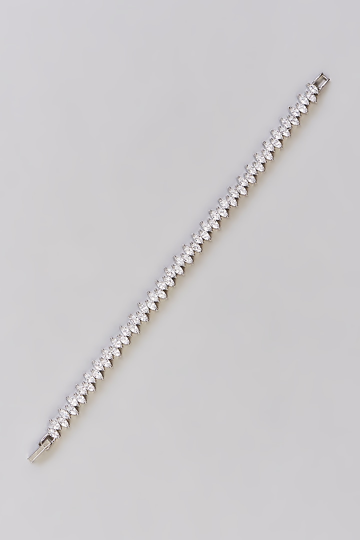 White Finish Diamond Bracelet by Zevar by Geeta at Pernia's Pop Up Shop