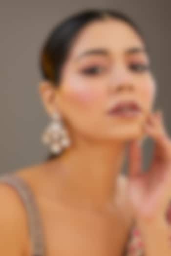 Gold Finish Moissanite Polki Dangler Earrings by Zevar by Geeta at Pernia's Pop Up Shop