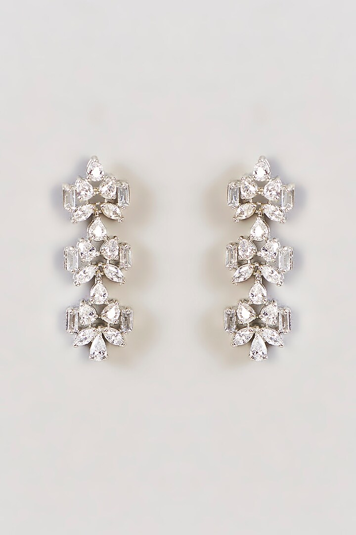 White Finish Diamond Necklace Set by Zevar by Geeta at Pernia's Pop Up Shop