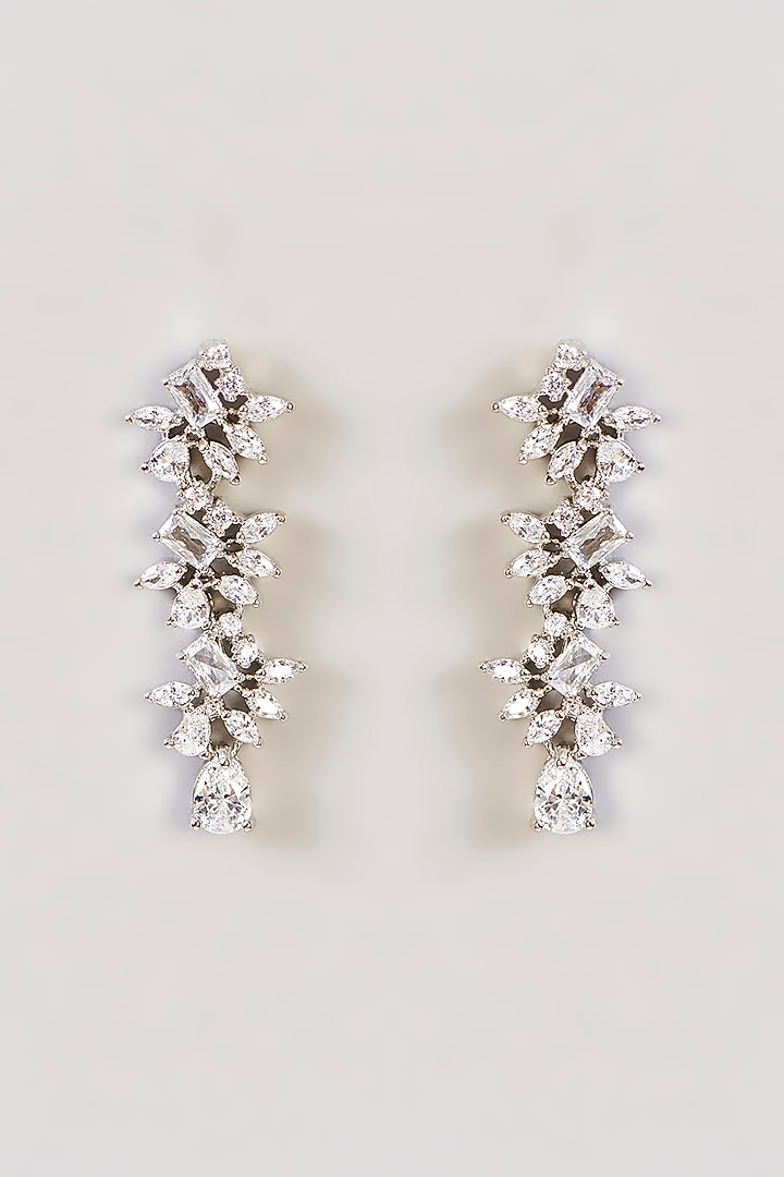 White Finish Diamond Necklace Set by Zevar by Geeta at Pernia's Pop Up Shop