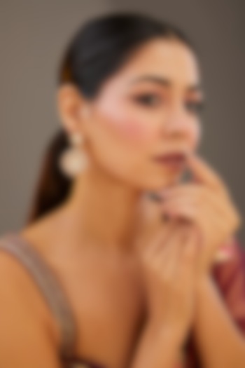 Gold Finish Moissanite Polki Dangler Earrings by Zevar by Geeta at Pernia's Pop Up Shop