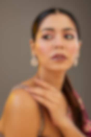 Gold Finish Moissanite Polki Dangler Earrings by Zevar by Geeta at Pernia's Pop Up Shop