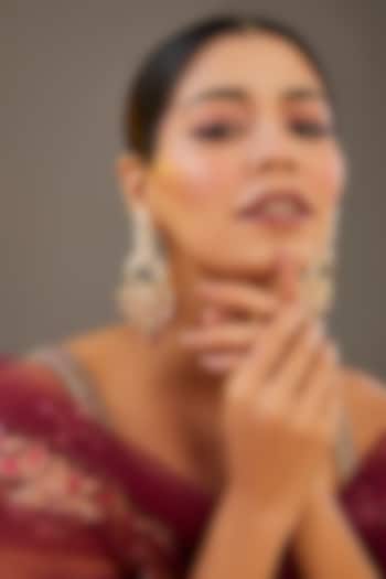 Gold Finish Moissanite Polki Dangler Earrings by Zevar by Geeta at Pernia's Pop Up Shop