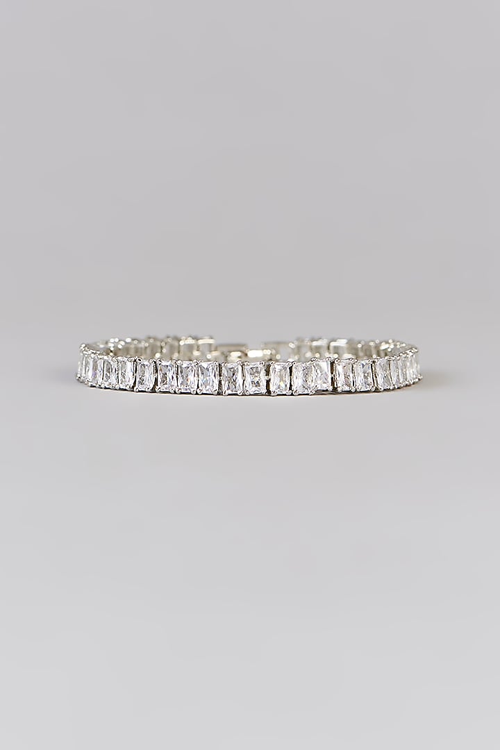 White Finish Diamond Bracelet by Zevar by Geeta at Pernia's Pop Up Shop