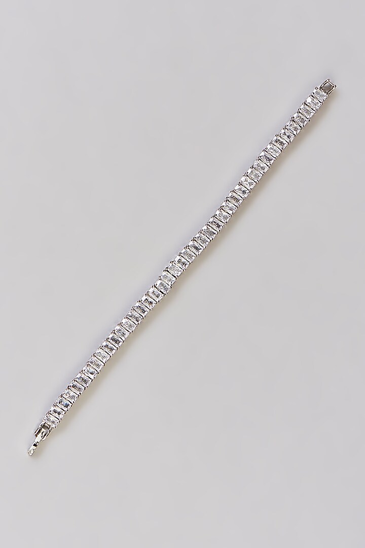 White Finish Diamond Bracelet by Zevar by Geeta at Pernia's Pop Up Shop