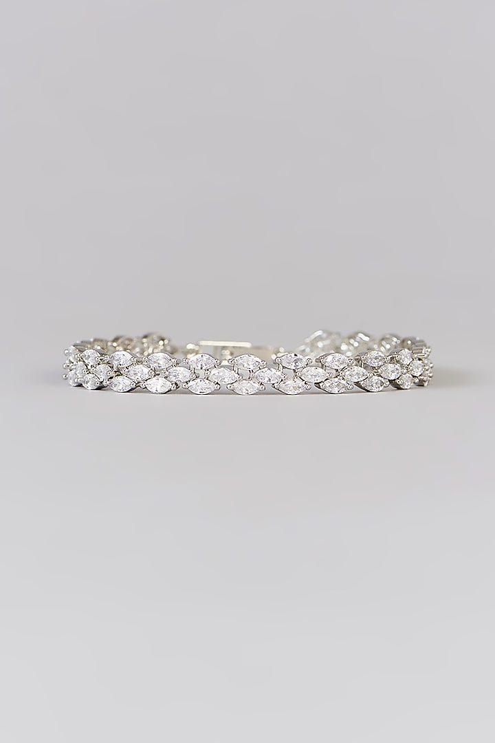 White Finish Diamond Bracelet by Zevar by Geeta at Pernia's Pop Up Shop