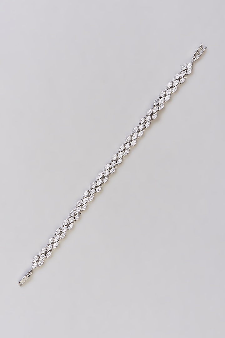 White Finish Diamond Bracelet by Zevar by Geeta at Pernia's Pop Up Shop