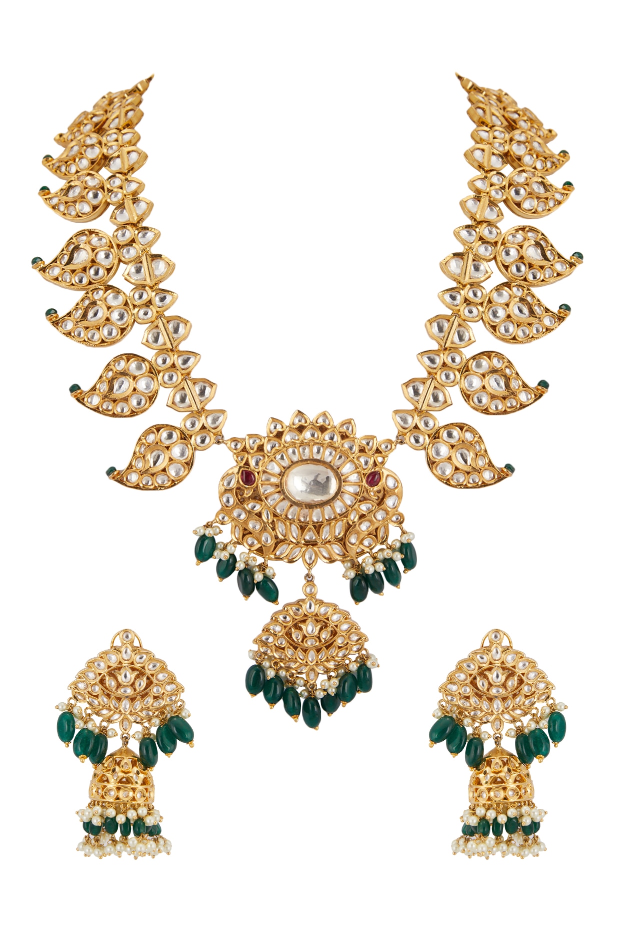 Gold Plated Mango Mala Necklace Set 