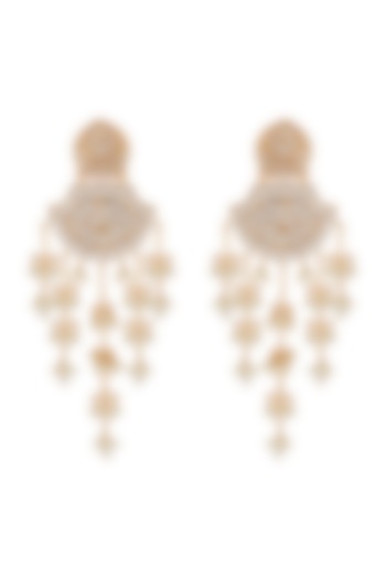 Gold Plated Pearl & Kundan Earrings by Zevar By Geeta