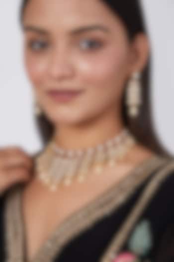 Gold Plated Kundan Polki Choker Necklace Set by Zevar By Geeta at Pernia's Pop Up Shop