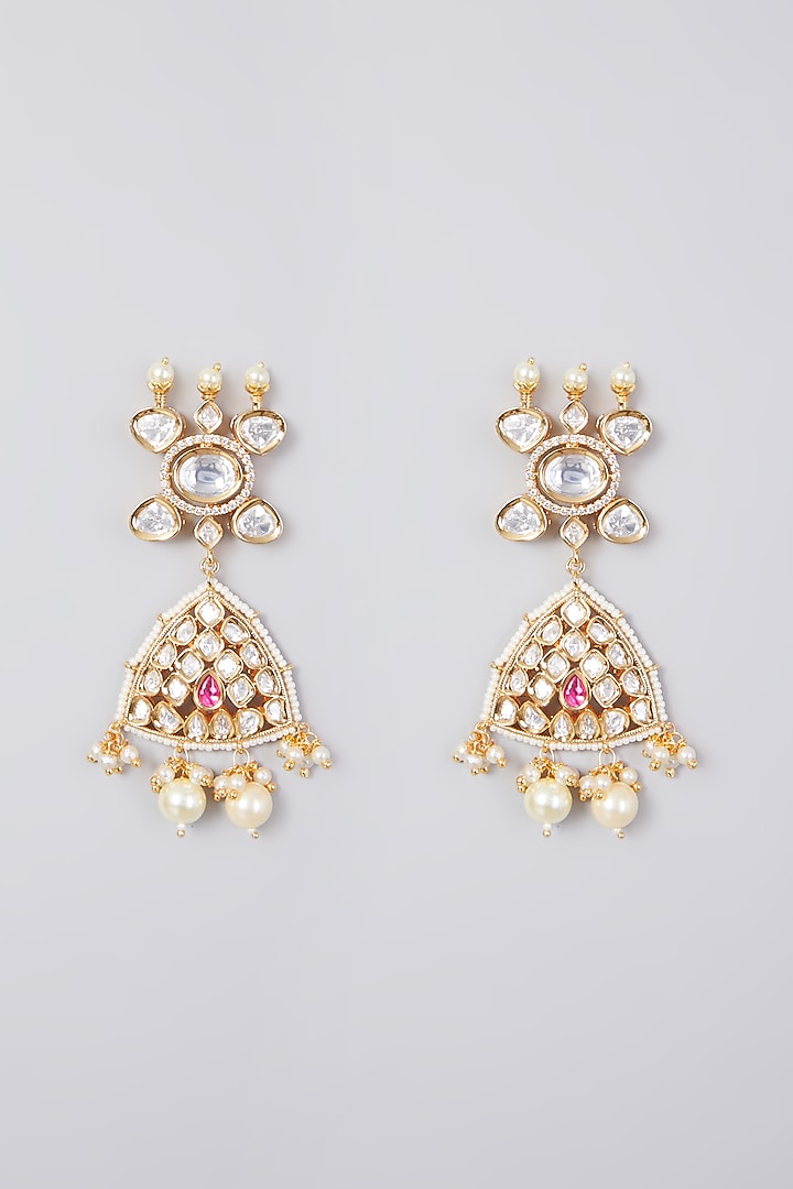 Gold Plated Kundan Polki Necklace Set by Zevar By Geeta at Pernia's Pop Up Shop