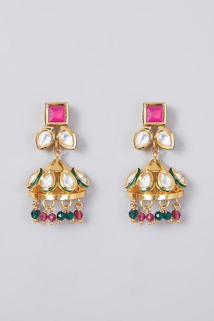 Gold Plated Kundan Polki Necklace Set by Zevar By Geeta at Pernia's Pop Up Shop