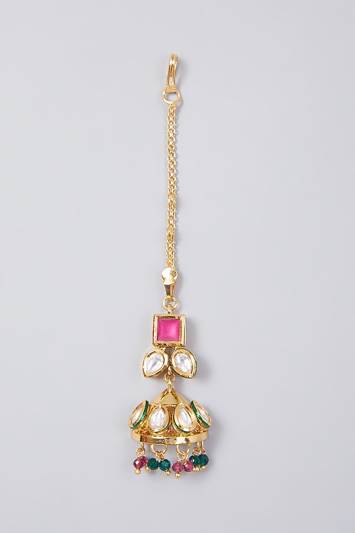 Gold Plated Kundan Polki Necklace Set by Zevar By Geeta at Pernia's Pop Up Shop