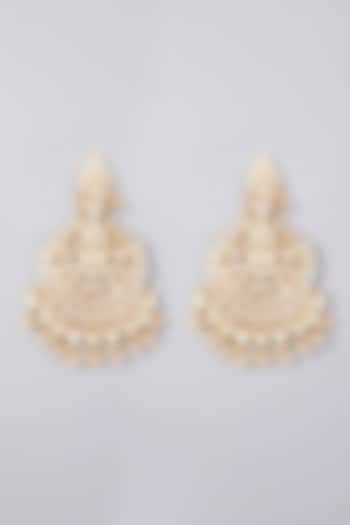 Gold Plated Kundan Polki Chandbali Earrings by Zevar By Geeta