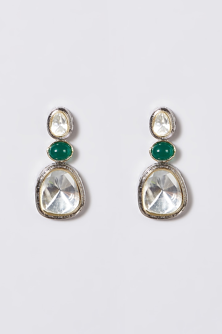White Finish Kundan Polki & Emerald Necklace Set by Zevar by Geeta at Pernia's Pop Up Shop