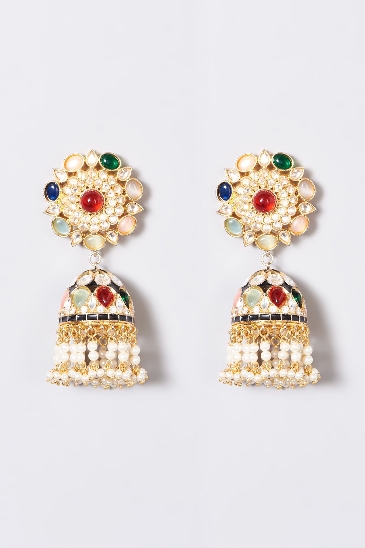 Golden Kundan Jhumka Earrings – AryaFashions