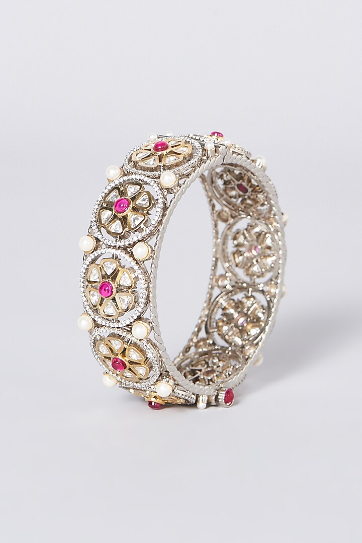 Black Rhodium Finish Kundan Polki & Diamond Kada by Zevar by Geeta at Pernia's Pop Up Shop