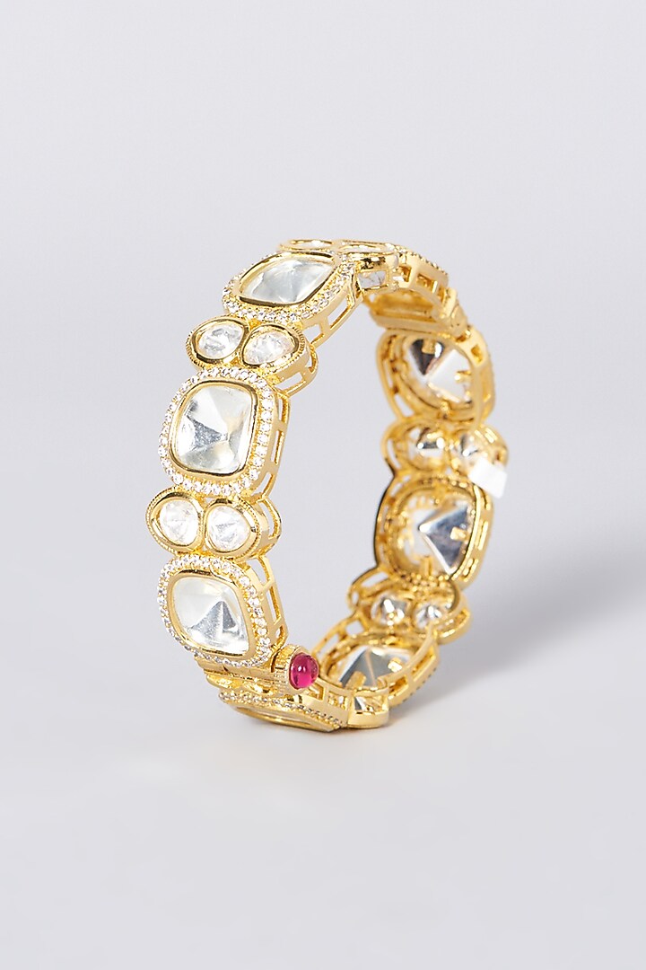 Gold Finish Kundan Polki & Diamond Kada by Zevar by Geeta at Pernia's Pop Up Shop