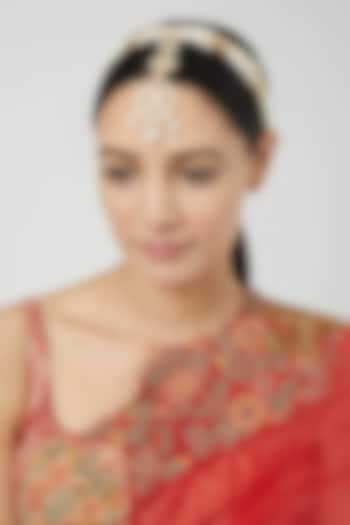 Gold Finish Kundan Polki Mathapatti by Zevar by Geeta at Pernia's Pop Up Shop