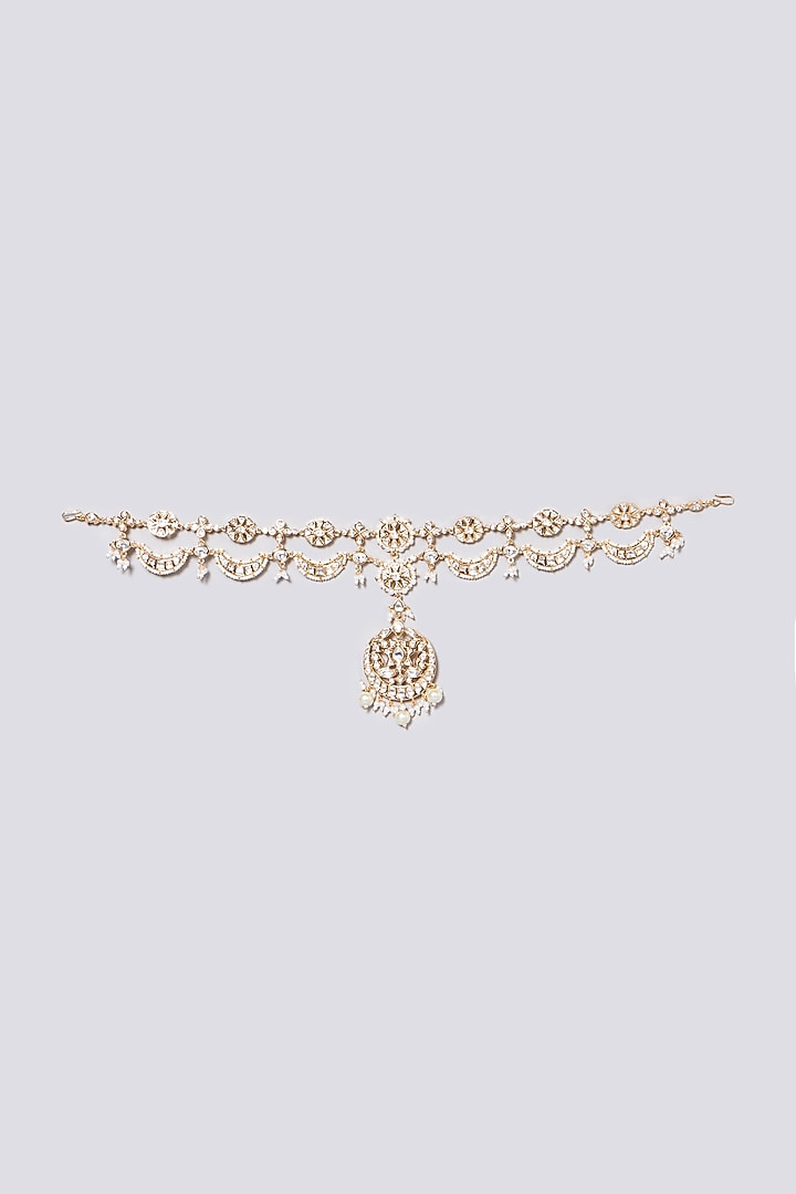 Gold Finish Kundan Polki Mathapatti by Zevar by Geeta at Pernia's Pop Up Shop
