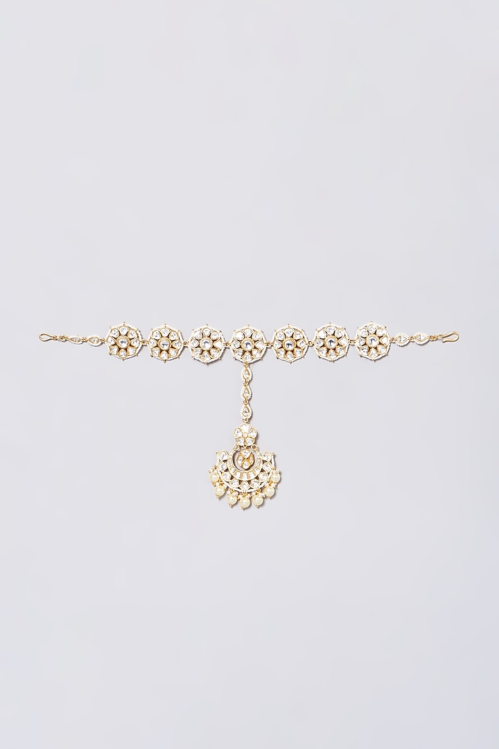 Gold Finish Kundan Polki Mathapatti by Zevar by Geeta at Pernia's Pop Up Shop
