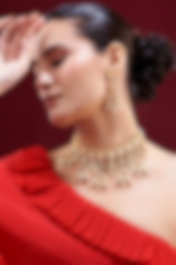 Gold Plated Kundan Polki Necklace Set by Zevar by Geeta at Pernia's Pop Up Shop