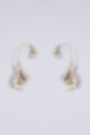 Gold Finish Kundan Polki & Multi-Colored Stone Earcuffs (Set Of 2) by Zevar By Geeta at Pernia's Pop Up Shop