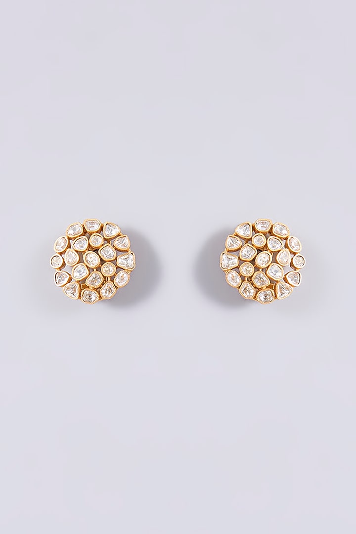 Gold Finish Moissanite Stone Necklace Set by Zevar By Geeta at Pernia's Pop Up Shop