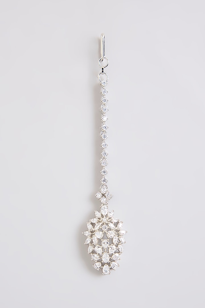 White Finish Diamond Maangtikka by Zevar By Geeta at Pernia's Pop Up Shop