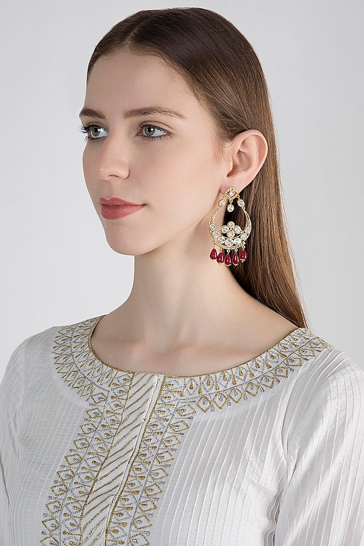 22 Kt Gold Plated Chandbali Earrings by Zevar by Geeta