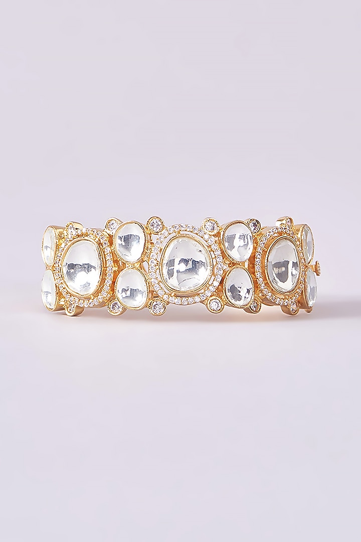 Gold Finish Kundan Polki Kada by Zevar by Geeta at Pernia's Pop Up Shop