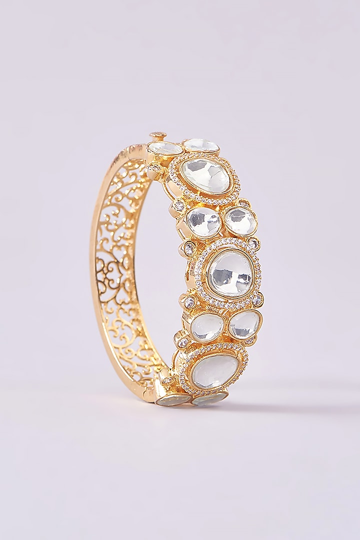 Gold Finish Kundan Polki Kada by Zevar by Geeta at Pernia's Pop Up Shop