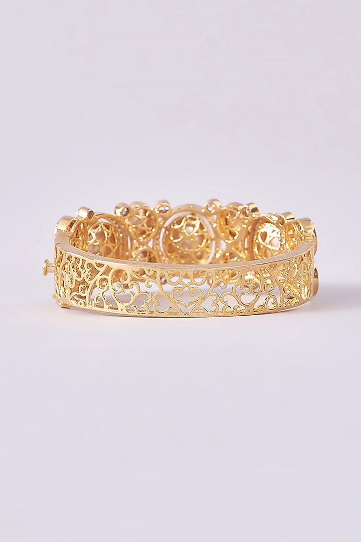 Gold Finish Kundan Polki Kada by Zevar by Geeta at Pernia's Pop Up Shop