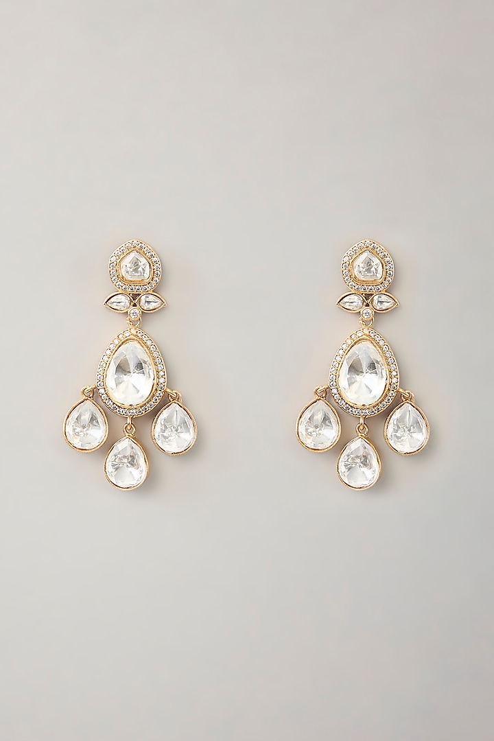 Gold Finish Moissanite Necklace Set by Zevar By Geeta at Pernia's Pop Up Shop