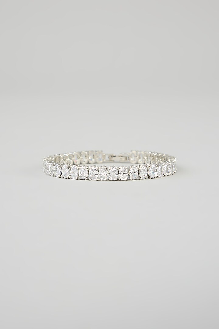 White Finish Diamond Bracelet by Zevar By Geeta at Pernia's Pop Up Shop